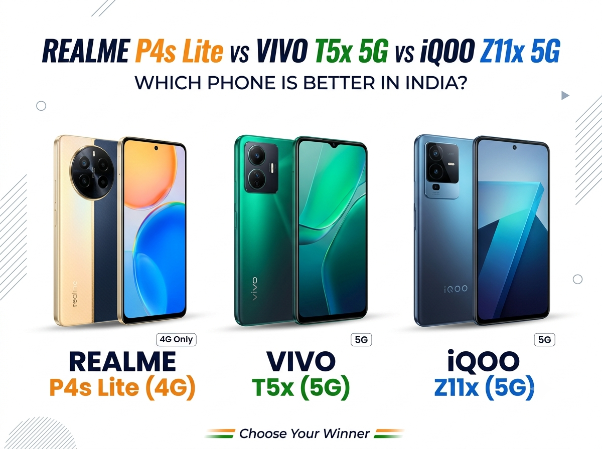 Realme P4s Lite vs Vivo T5x vs iQOO Z11x: Which Phone Is Better in India?